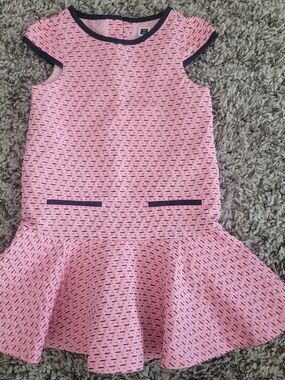 Janie and Jack Pink Dress with Navy Trim Size 4